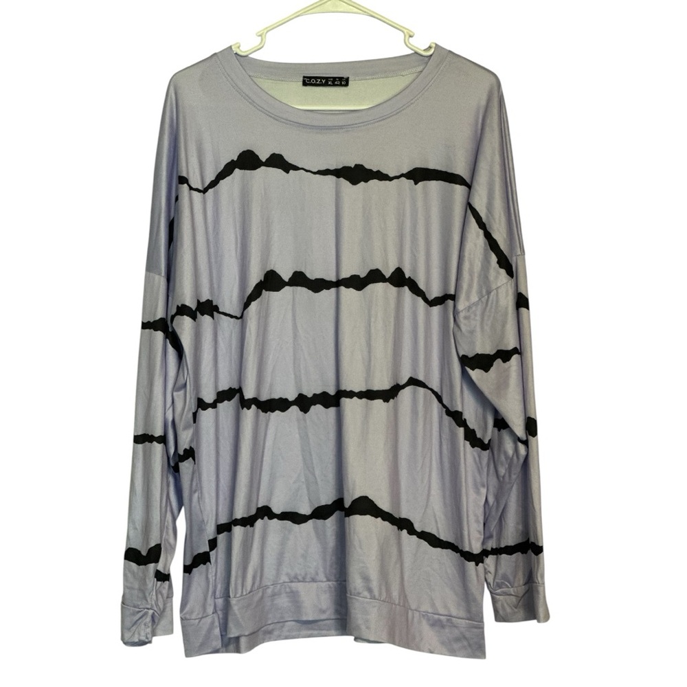 C.O.Z.Y. Long Sleeve Shirt Size XL Purple with Black Abstract Lines